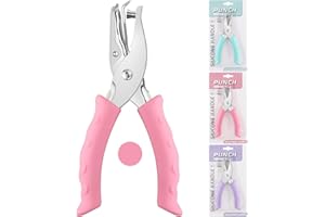 NEBURORA Hole Punch, Pink Single Hole Puncher Metal with Soft-Handled for DIY Craft Tags Clothing Ticket Scrapbook Tool, 3 Co
