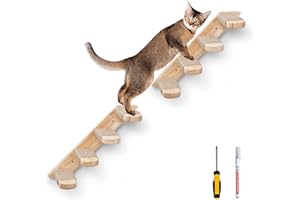 FTKINGDER 2 Packs Cat Wall Mounted Cat Furniture,Four Step Wood Cat Wall Steps Stairs, for Small Kitty Climbing Playing,with 