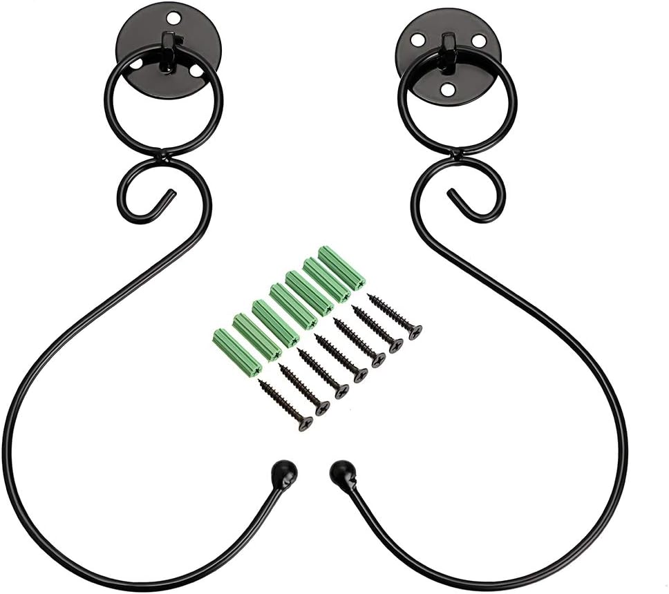 BSTKEY Pair of Curtain Hold backs Tie back Wall Hook Tassel Holder Curtain Holder Hanger Curtain Clips (Black)