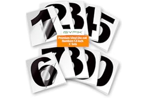 iSYFIX Black Vinyl Numbers Stickers – 1.5 Inch Self Adhesive (2 Sets),Premium Decal Die Cut and Pre-Spaced for Mailbox, Signs, Window, Doors, Cars, Trucks, Homes, Address Numbers, Indoor or Outdoor
