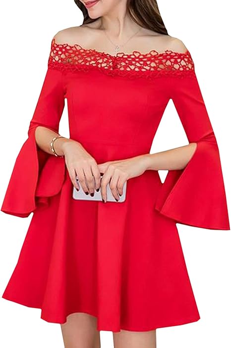 Amazon Co Jp トーアソーア オフショルダー ワンピース レディース セクシー フレア ミニ スリット スリーブ 服 ファッション小物