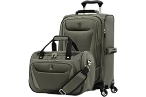 Travelpro Maxlite 5 Softside 2pc Set Expandable Carry On Luggage with 4 Spinner Wheels/Soft Underseat Tote, Lightweight Suitcase, Men and Women, Slate Green