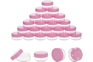 3 Gram Sample Containers with Lids, 25 Pieces Pink Sample Jars, BPA Free Tiny Cosmetic Containers for Makeup, Lotion, Eye Sha