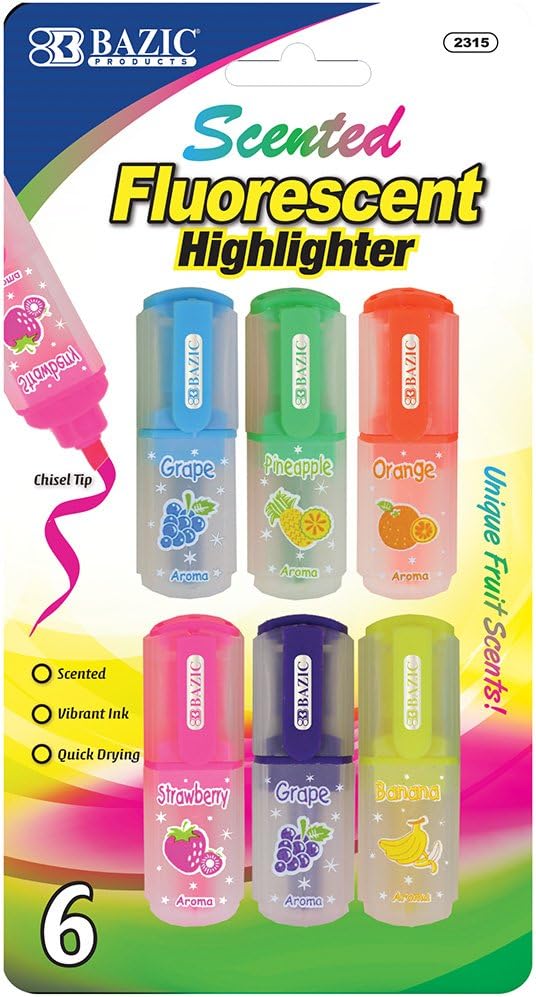 BAZIC Fruit Scented Mini Highlighters (6/Pack)