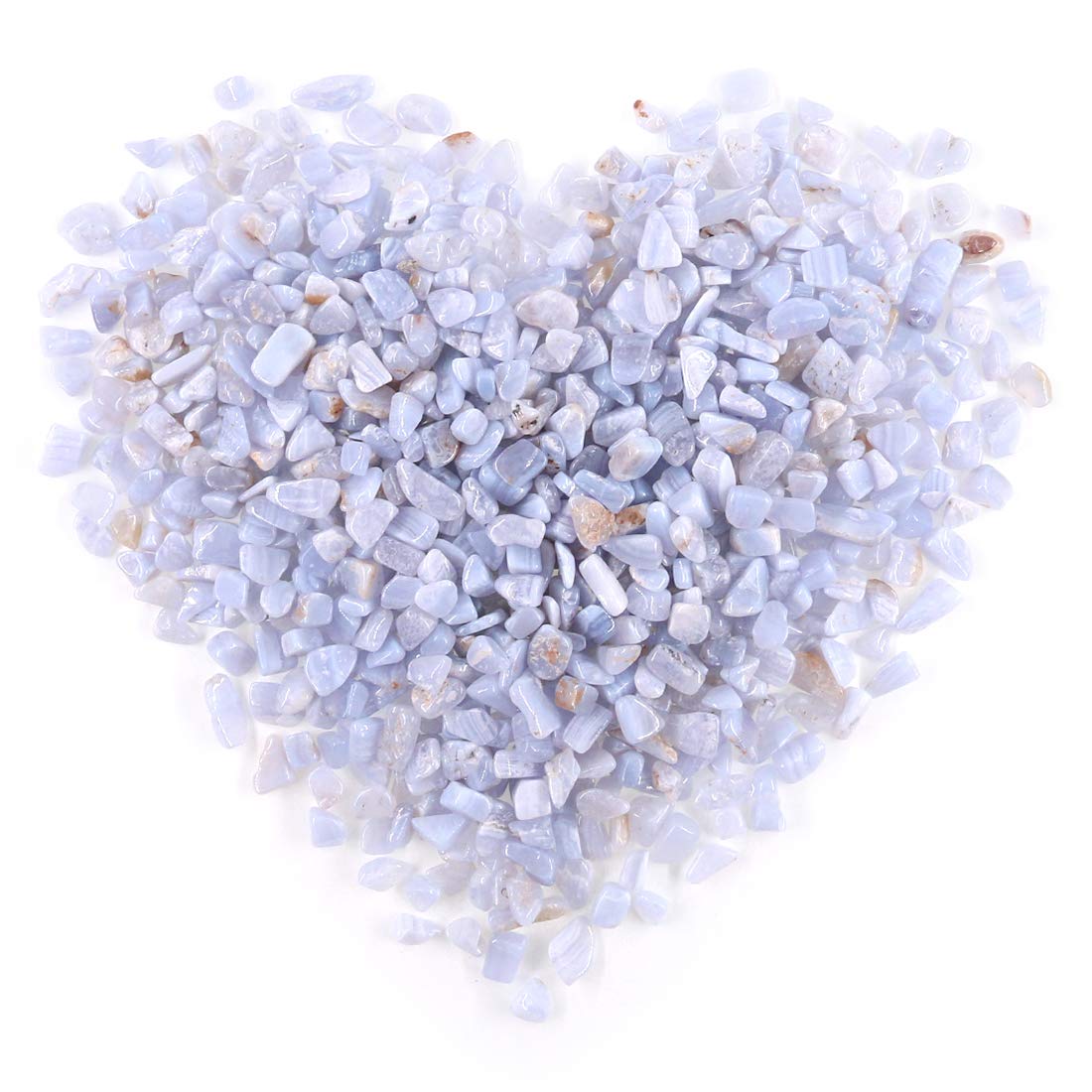 Swpeet 1 Pound Blue Chalcedony Small Tumbled Chips Stone Gemstone Crushed Pieces Irregular Shaped Stones Crystal Perfect for Jewelry Making Home Decoration