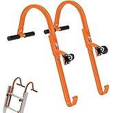2 Pack Ladder Roof Hook with Wheel,Heavy Duty Ladder Roof Hook with Rubber Grip T-Bar,500 lb Load Capacity,Fits Most Ladders,Easy to Access Steep Roofs
