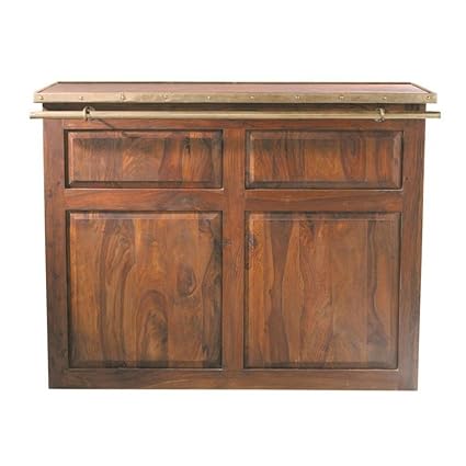 Aprodz Sheesham Wood Amaroo Wine Storage Stylish Counter Bar Cabinet for Bar Decoration | Brown Finish