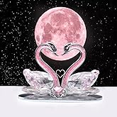 Crystal Swan, Crystal Swan Figurines, Couple Lover Swan Statues, Clear Crystal Swan Ornaments Collectibles, Paperweight Wedding Living Room Home Office Tabletop Decor Valentine's Day (5.5"/14cm, Pink)