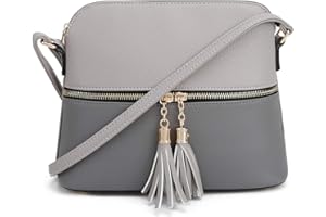 SG SUGU Lunar Lightweight Medium Dome Crossbody Bag Shoulder Bag with Tassel | Zipper Pocket | Adjustable Strap