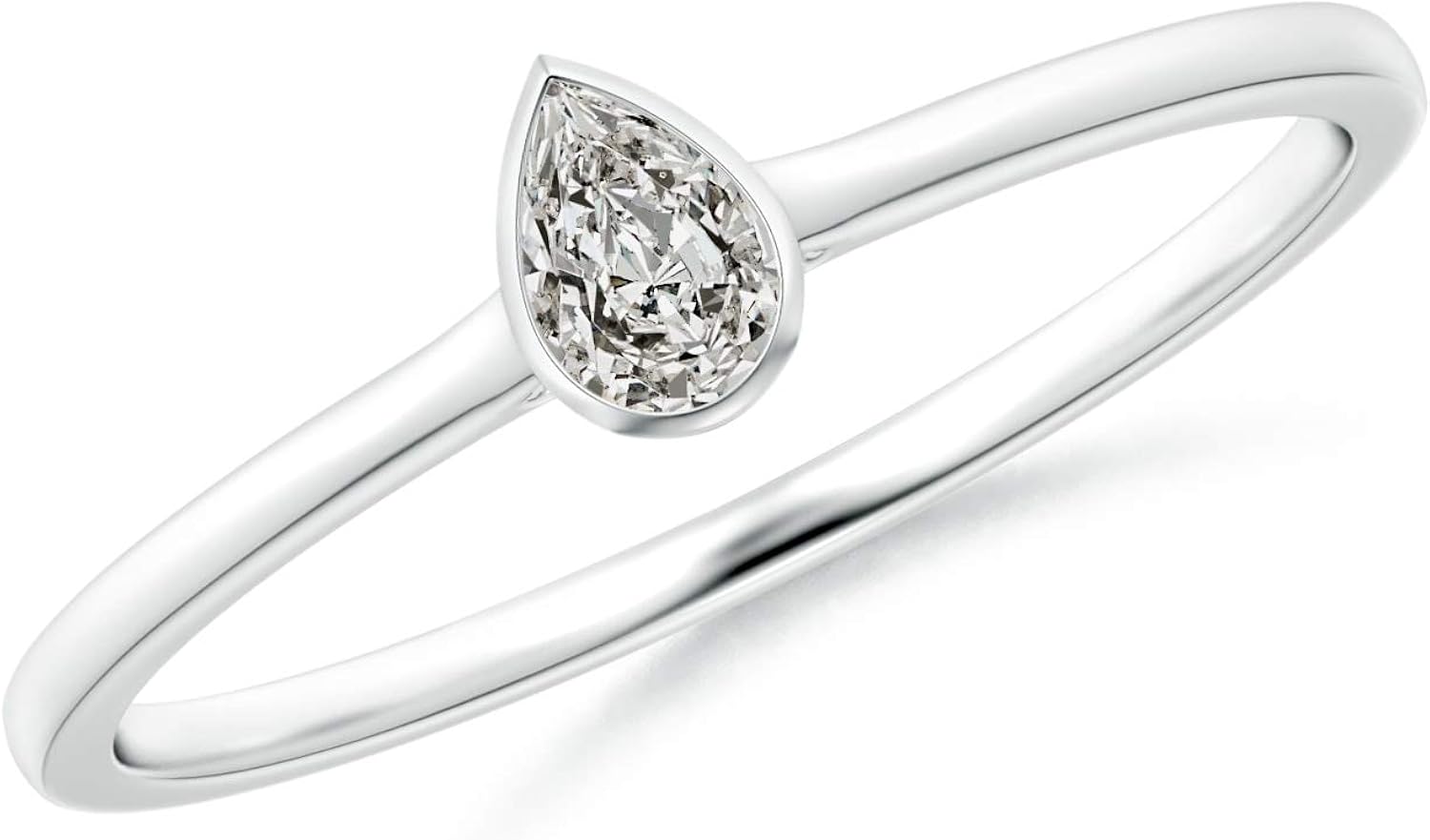 BezelSet Solitaire PearShaped Diamond Engagement Ring (4x2.5mm