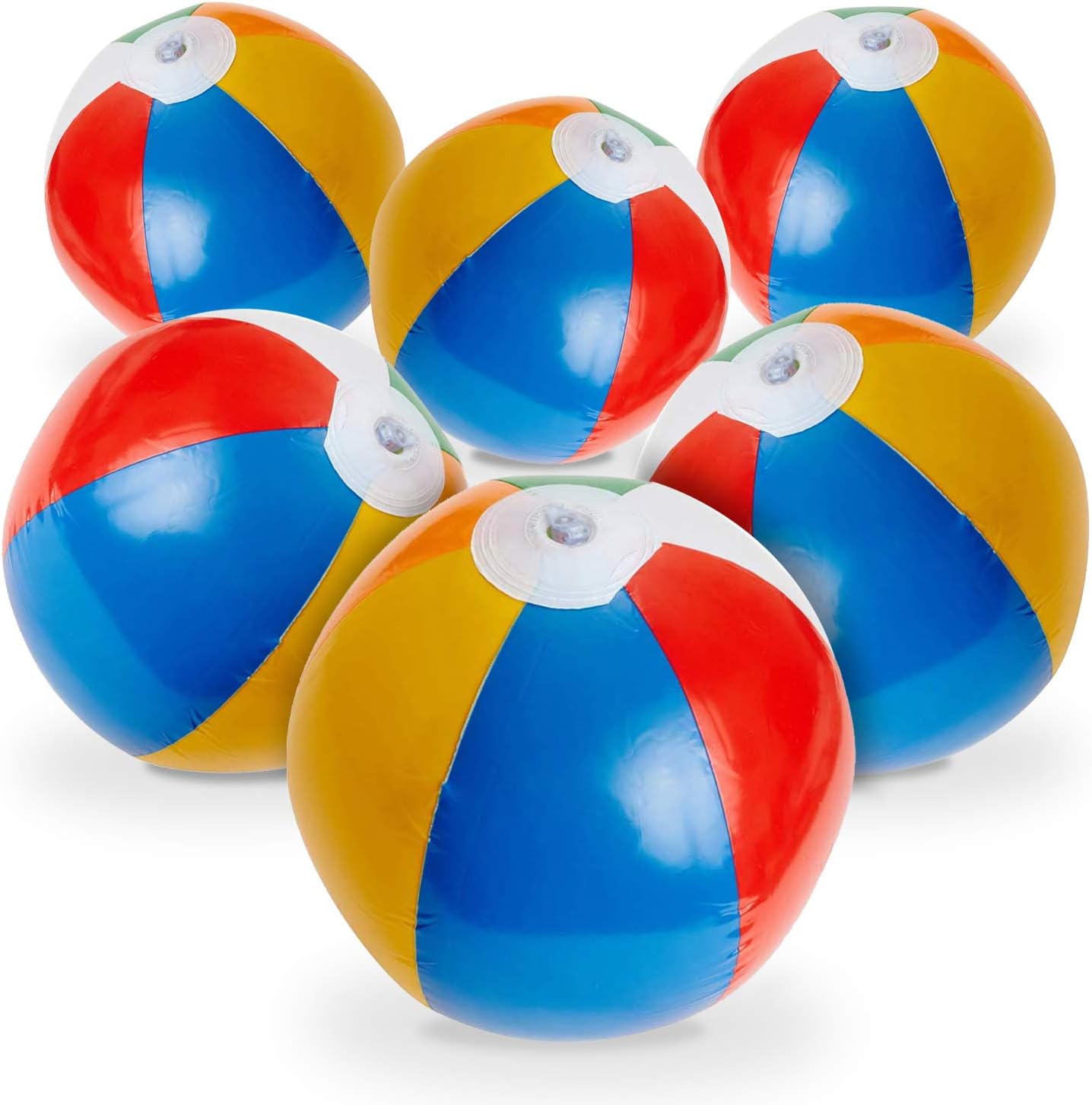 Kicko 6 Pack Inflatable Beach Balls - 12 Inch, Rainbow Colored - for Swimming Pools, Pool Party, Playing, Volleyball, Beach, Ocean, Kids, and Adults: Sports & Outdoors