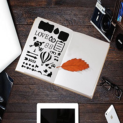 YARKOR 20 Pieces Bullet Stencil Plastic Planner Stencils,for Journaling/Scrapbooking/Card/Art Projects/DIY Drawing Template Stencil 4x7 Inch,Eraser,Binder Clips,Mechanical Pencil and Greeting Card - Thumbnail 6