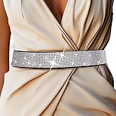GEMILY Silver Rhinestone Belt Fashion Elastic Rave Waist Belts for Women