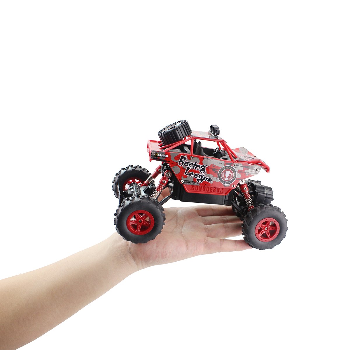 Hugine Mini Size 1:20 Upgrade Version Rock Crawler RC Car Off Road Rechargeable Remote Control Car 4x4 Dune Buggy Radio Control Monster Truck 2.4Ghz Toy (Red)