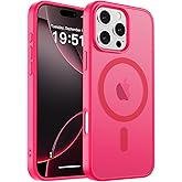 zapica Magnetic for iPhone 16 Pro Case, [Compatible with MagSafe] [Military Grade Drop Protection] Translucent Matte Shockproof Anti-Scratch Phone Case, Hot Pink