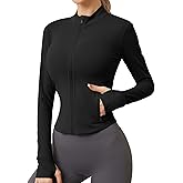 AKEWEI Womens Zip Up Workout Jackets Lightweight Athletic Slim Fit Track Jacket with Inner and Outer Pockets and Thumb Holes