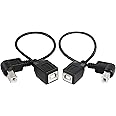 SinLoon USB 2.0 Type-B Printer Cable, 2-Pack USB 2.0 B Female to Type-B Male (90 Degree UP + Down Right Angle) Printer Short Extension Cable for Scanner, Mobile HDD and More (UP-Down)