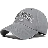 Tefelory Unisex Vintage Baseball Cap Adjustable Washed Cotton Embroidery New York Low Profile Dad Hat