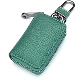 EXKOKORO Leather Key Case Holder Auto Key Chain Protector Cover Zipper Bag Remote Fob for Car