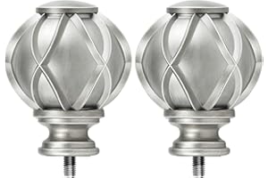 HOTOZON Antique Silver Replacement Finials for 3/4 and 5/8 Inch Diameter Curtain Rods, Samll Decorative Drapery Rod Finials, Set of 2 …