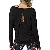 Sanutch Diamond Shape Long Sleeve Open Back Workout Top - Luxury Workout Shirt for Women, Stylish Gym & Yoga Wear