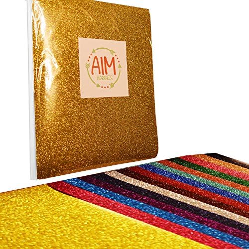 AIM HOBBIES Heat Transfer Glitter Vinyl Starter Bundle 12 x 10 - 15 Pack of Assorted Colors