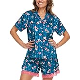 Flora Nikrooz Women's 2 Piece Relaxed Fit Soft Satin Notch Collar Pajama Set