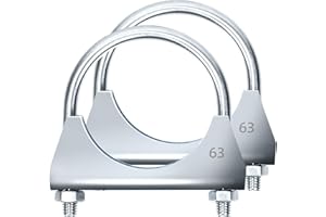 Glarks 2Pcs Exhaust U-Clamps 63MM (2-1/2in) Muffler Exhaust Clamps U-Bolt Clamps Design with Saddle Flange for Exhaust Tail P