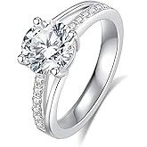 Boieiyftrp 2CT Moissanite Engagement Ring for Women D Color VVS1 Eternity red Moissanite round Cut S925 Sterling Silver Plated 18k White Gold Wedding Promise Anniversary Engagement Ring