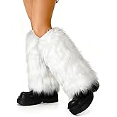 Ibeauti Womens Furry Leg Warmers Super Soft Rainbow Boots Shoes Cuffs Covers