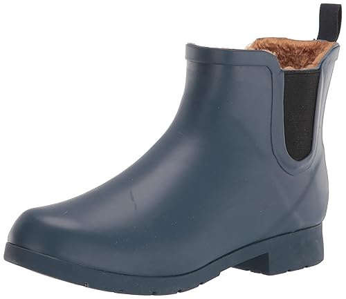 Chooka Womens Waterproof Plush Chelsea Bootie Rain, Navy, 10 US in
