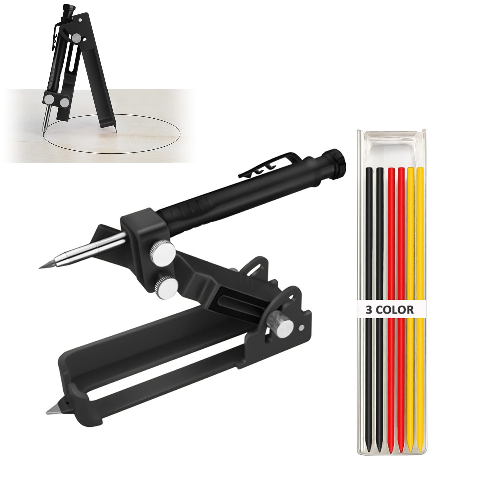 Multi-function Scribing Tool,Construction Carpenter Pencil,Multifunctional Pencil- Aluminum Alloy Scribe Tool with Deep Hole Pencil,DIY Woodworking Scriber Line Maker Measuring Tool