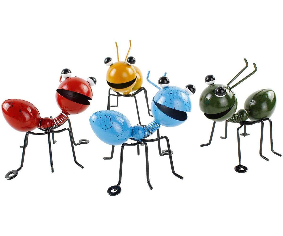 YiYa 4 Pcs Metal Ants Metal Ant Ornaments Ant Garden Decoration Ant Wall Decoration Metal Ant Outdoor Decoration Colorful Cute Insect for Garden Lawn Children's Room Bathroom Home Wall Decoration