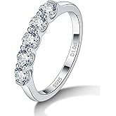 Ladylike 5 Stone Moissanite Wedding Band 925 Sterling Silver Half Eternity Band For Women 3.5MM D Color VVS1 Clarity Anniversary Promise Stackable Ring Size 4-11