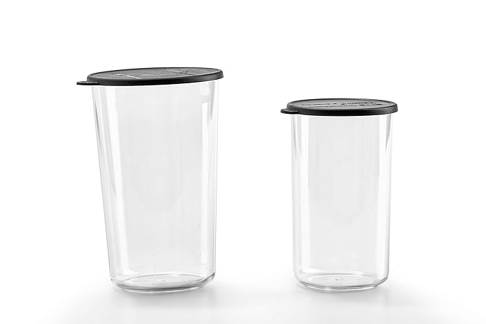 Bamix 400ml and 600ml Beakers with Lids – Set of 2 – Practical and Durable Containers – Perfect Accessory to Immersion Blenders – Freezer, Microwave, and Dishwasher Safe – BPA-Free