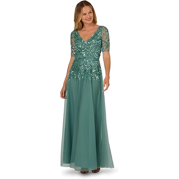 Amazon.com: Adrianna Papell Women's Beaded Mesh Illusion Dress, Gem Green,  12 : Clothing, Shoes & Jewelry