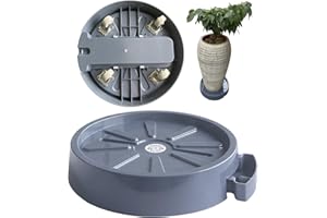 SKAFORZ Plant Caddy with Hidden Wheels, 12Inch Planter Roller Base,360°Rolling Plant Stand with Wheels,Heavy Duty Plant Trolley, 4 Invisible Casters (Grey 12Inches 1Pcs)