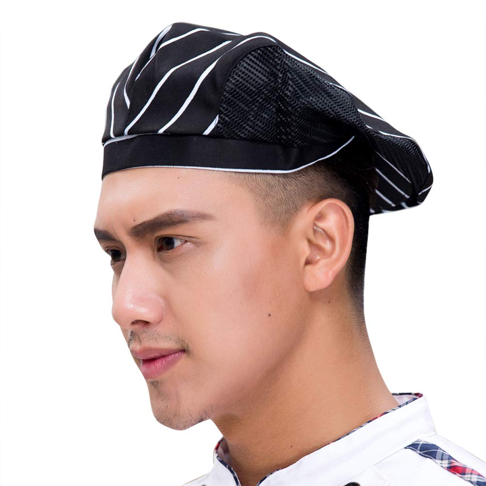 Chefs Hats for Adults Chef Cooking Hat Catering Hats Kitchen Cooking Hat Cotton Chef Hats Elastic Half Mesh Kitchen Hats Catering Bandana Chef Hat Baker Cooking Hat Quickly Dry Skull Cap for Women Men