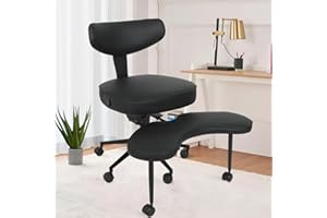 ELECWISH Meditation Chair Pro, ADHD Chair for Adults with Wing Back Support, Criss Cross Kneeling Yoga Desk Office Use with Wheels, Height Adjustable seat and Leg Rest, Black