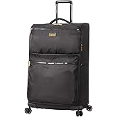 LUCAS Designer Luggage Collection - Expandable 28 Inch Softside Bag - Durable Large Ultra Lightweight Checked Suitcase with 8-Rolling Spinner Wheels (Black)