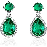 VONSSY Drop Dangle Earrings | Gemstones Waterdrop Teardrop White Gold Plated Crystal Hanging Cubic Zirconia Hypoallergenic Earrings | Stylish Jewelry Gift for Mother Daughter Wife