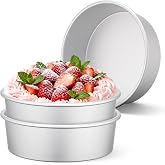 Beasea 10 Inch Cake Pans Set of 3, Large Aluminum Alloy Round Cake Pans for Baking, Layered Cakes Tin Mold for Wedding Birthday Party - Fixed Bottom