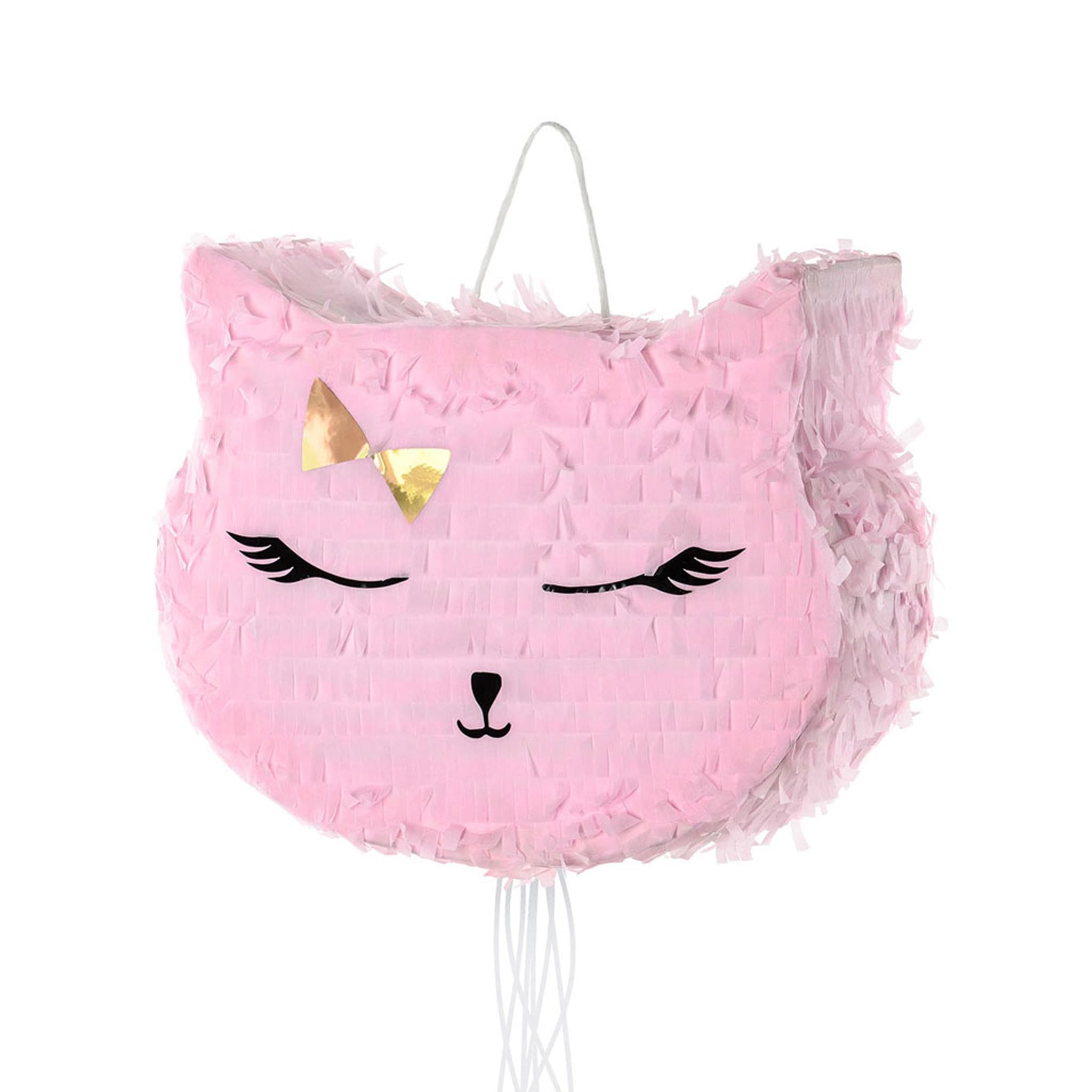 PartyDeco Cat's Head Shaped Pentolaccia - Birthday Pinatta for Kids - Filled with Candy, Gifts, and Treats - Cardboard or Paper - PIN11