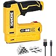 YEAHOME Electric Staple Gun, 2 in 1 Electric Light Duty Brad Nailer/Stapler, 3.7V Power Cordless Stapler Tacker with USB Charger Cable, 1000 Staples for Upholstery, Material Repair and Carpentry