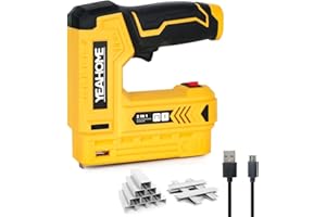 YEAHOME Electric Staple Gun, 2 in 1 Electric Light Duty Brad Nailer/Stapler, 3.7V Power Cordless Stapler Tacker with USB Charger Cable, 1000 Staples for Upholstery, Material Repair and Carpentry