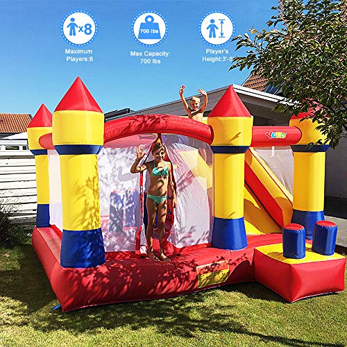 YARD Bounce House with Slide Obstacle Bouncer 0.4mm Vinyl Thick Material Children Outdoor Jump Castle w/ Heavy Duty Blower