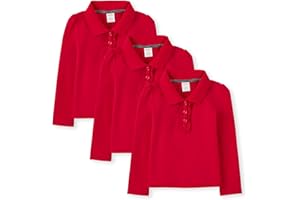Gymboree Girls' and Toddler Long Sleeve Ruffle Polo Shirt Multipack