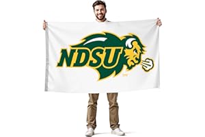 VICTORY CORPS North Dakota State Bison College Sports Printed Flag - NCAA Licensed - Nylon - School Banner (White, Green, Gold) (White, Green, Gold, 3' x 5')