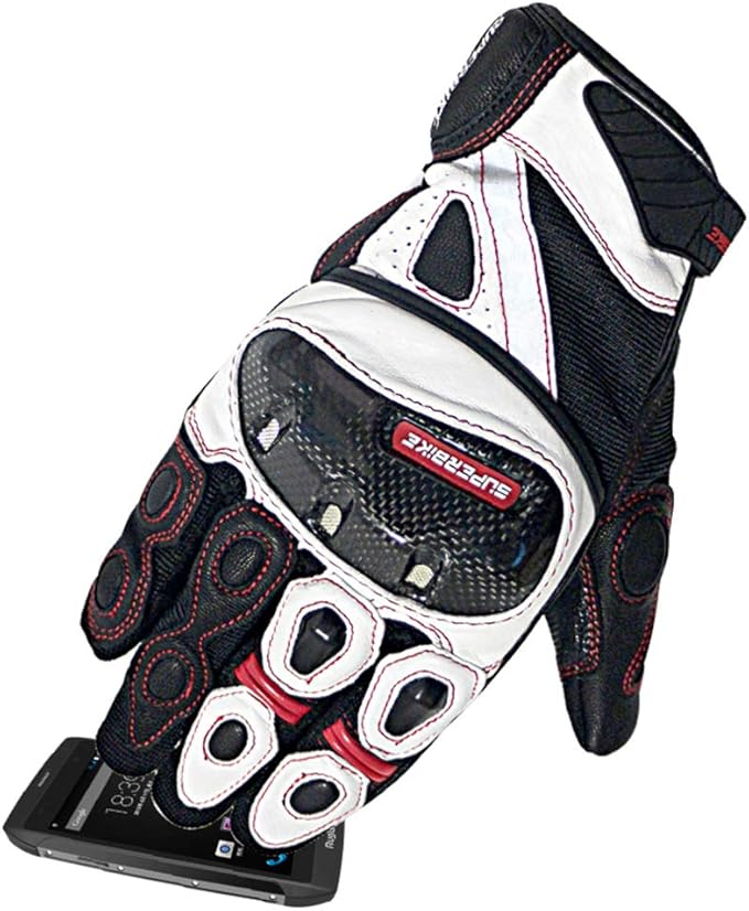 Full finger Leather Motorcycle Gloves Carbon