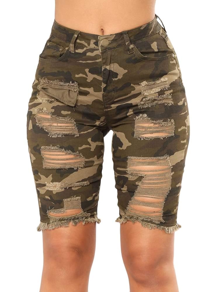 high waisted camo shorts